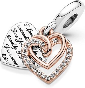 Charm Pandora - Corazones Entrelazados, pulsera regalo, Pulseras de pareja, pulseras para novios